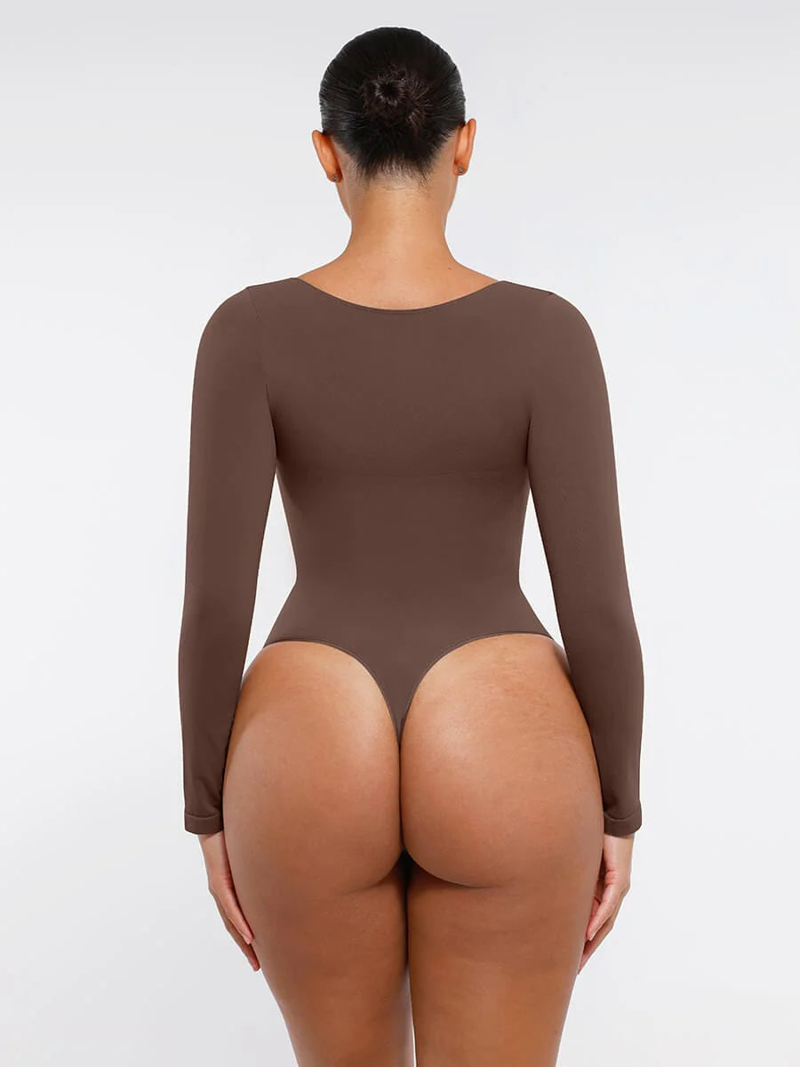 Seamless Long Sleeve Diamond Neckline Bodysuit