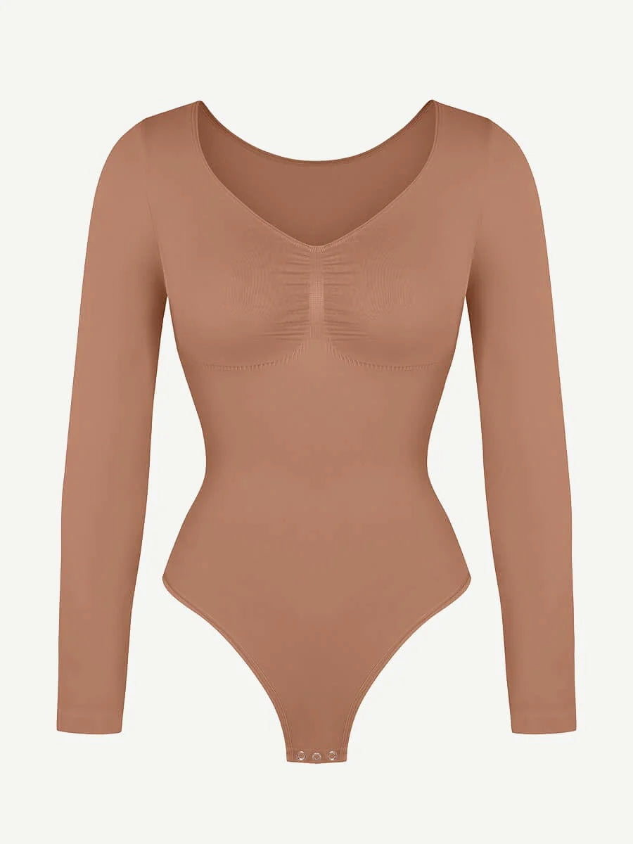 Seamless Long Sleeve Diamond Neckline Bodysuit