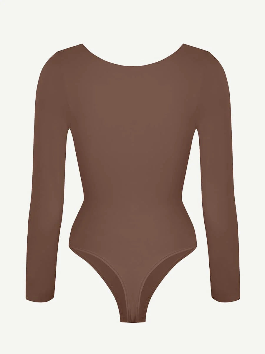 Seamless Long Sleeve Diamond Neckline Bodysuit