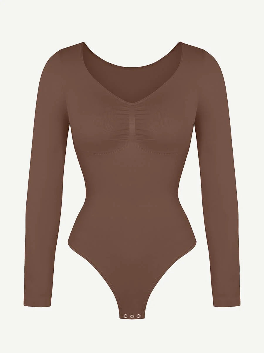Seamless Long Sleeve Diamond Neckline Bodysuit