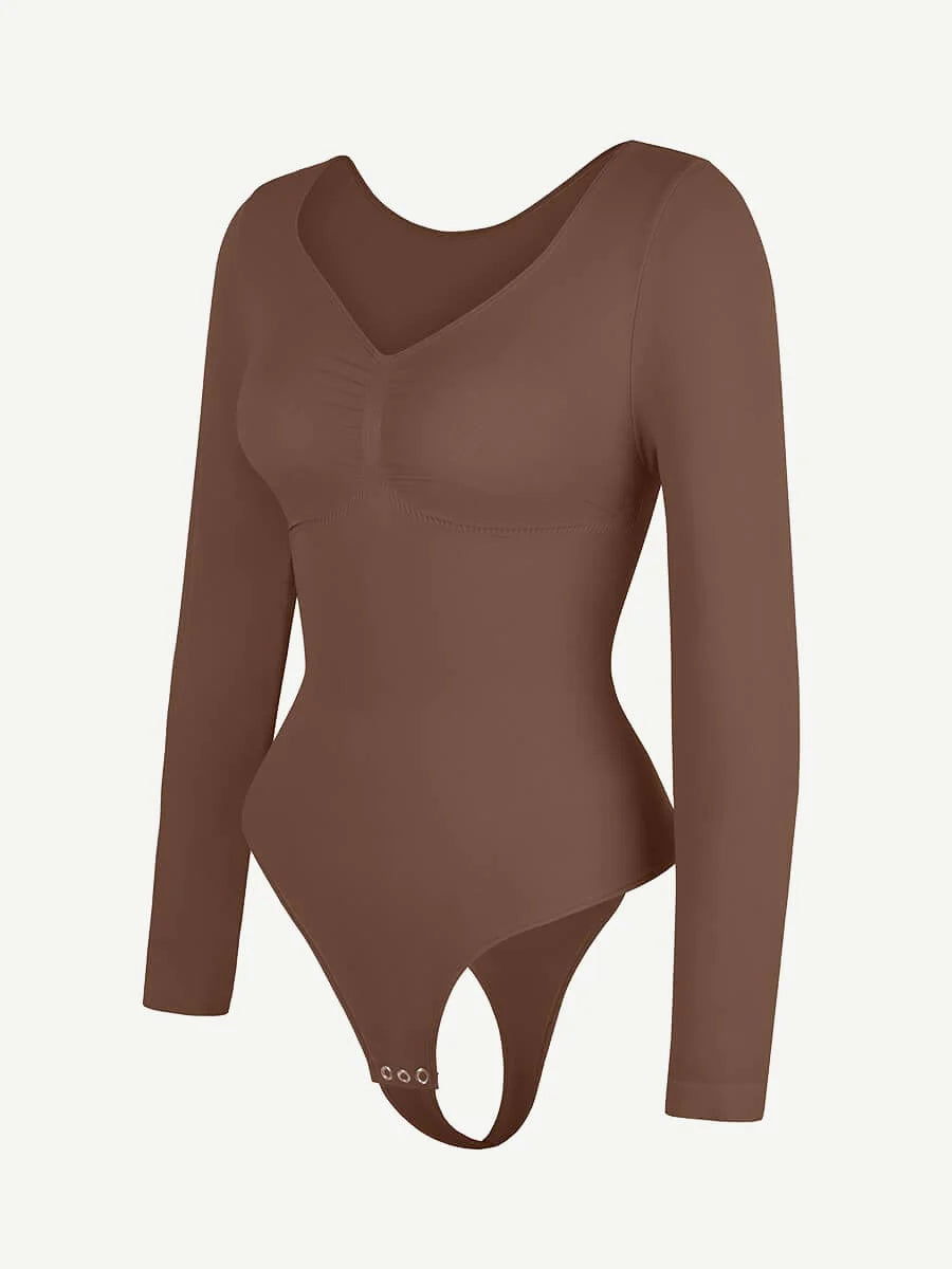 Seamless Long Sleeve Diamond Neckline Bodysuit