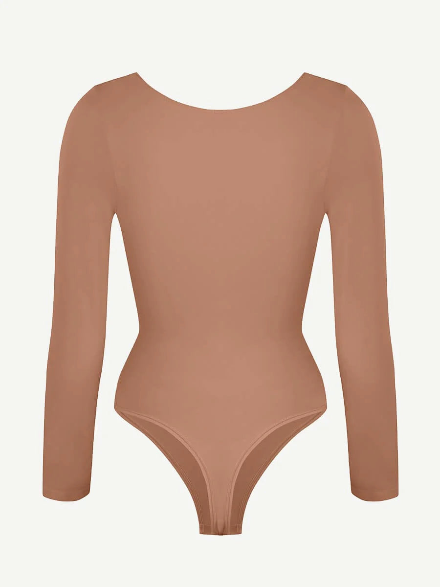 Seamless Long Sleeve Diamond Neckline Bodysuit