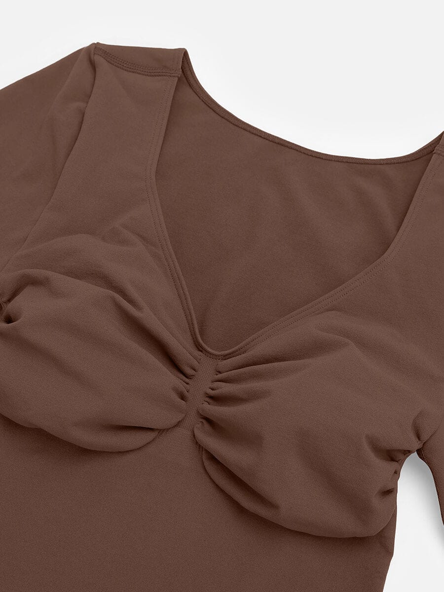 Seamless Long Sleeve Diamond Neckline Bodysuit