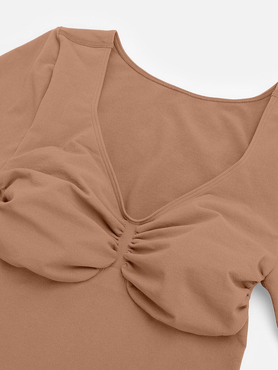 Seamless Long Sleeve Diamond Neckline Bodysuit